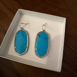 Kendra Scott Silver and Turquoise Elle Large Pendant Earrings
